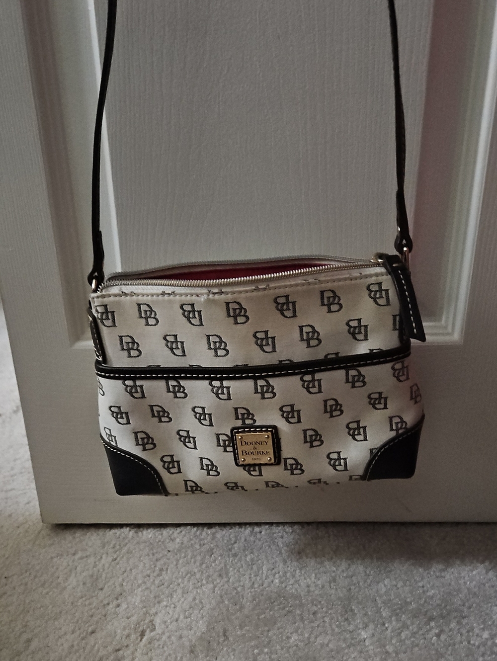 Dooney & Bourke Cream and Black Logo Crossbody